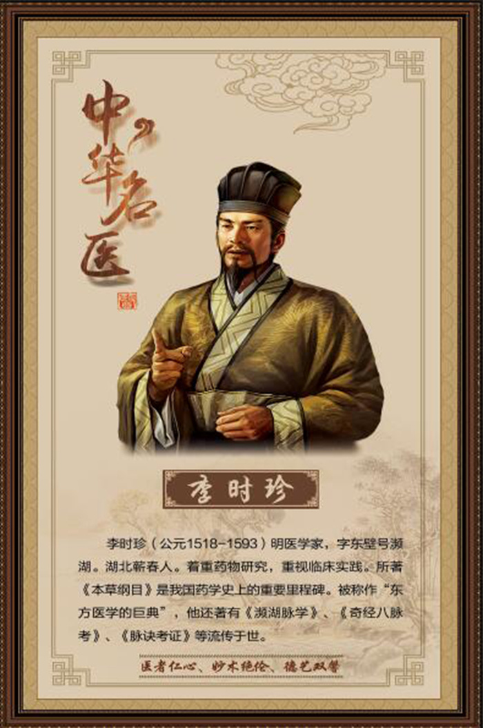 李时珍名医画框psd模版下载