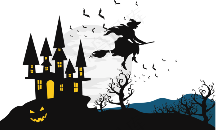 万圣节节日卡通素材城堡