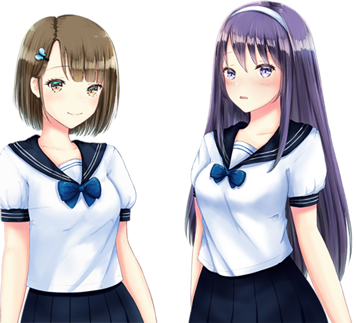 校服女孩素材白色卡通人物