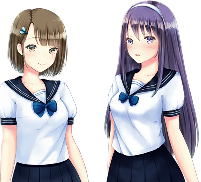 校服女孩素材白色卡通人物