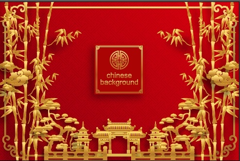 设计竹子金色新年ai矢量模版下载