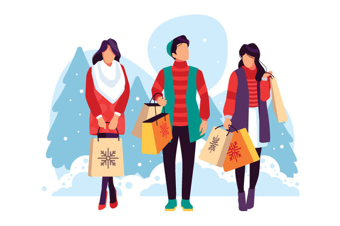 冬天服饰服装冬装穿冬装保暖冬季卡通人物男女装Ai矢量图片素材