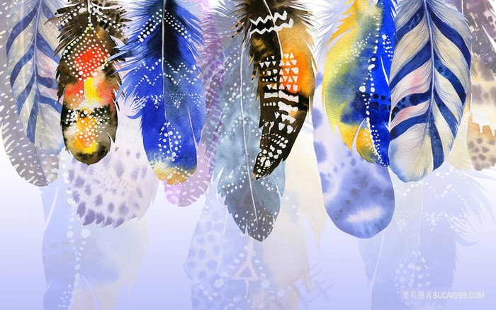 羽毛水彩艺术背景