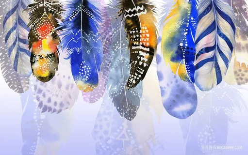 羽毛水彩艺术背景