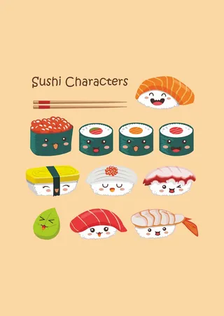 日本卡通寿司三文鱼蟹子鱼生