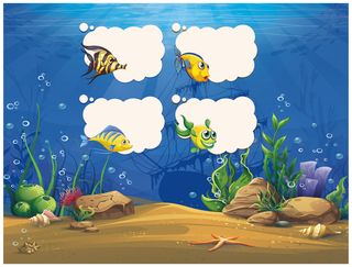 海底世界卡通不干胶标签贴纸