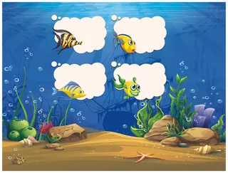 海底世界卡通不干胶标签贴纸