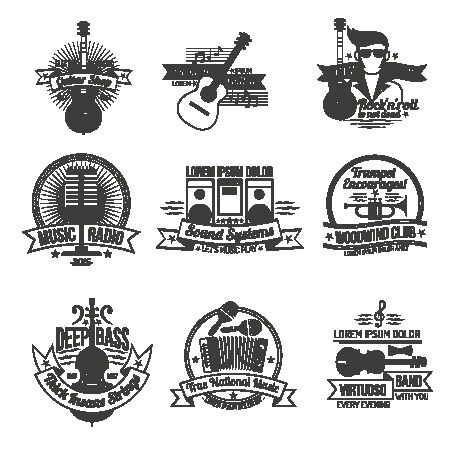 吉他标签,标签,贴纸,矢量图标