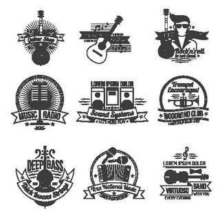 吉他标签,标签,贴纸,矢量图标