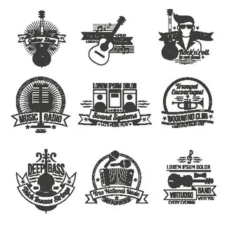 吉他标签,标签,贴纸,矢量图标