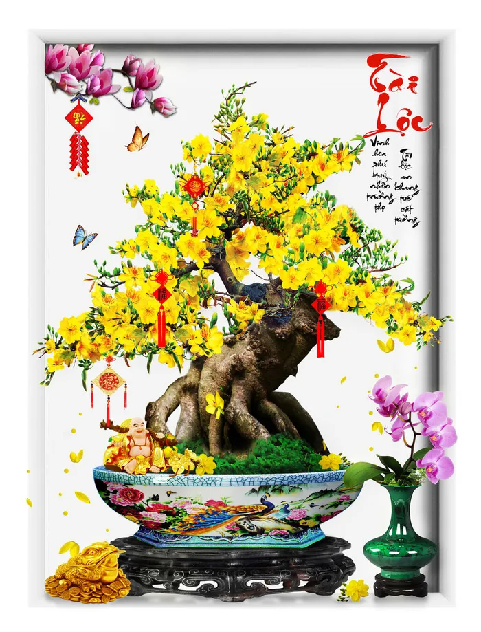 梅花盆财宝玄关背景psd模版下载
