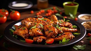 麻辣鸡翅食物摄影写实图