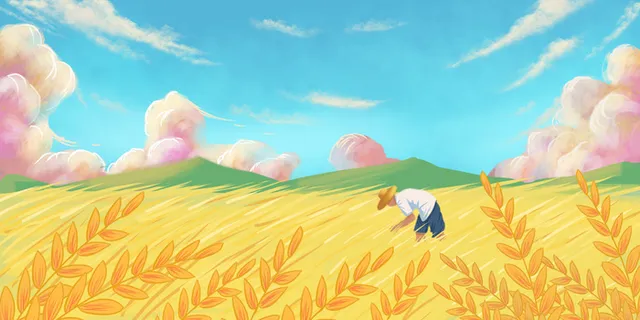 立秋丰收季秋分秋季插画海报背景