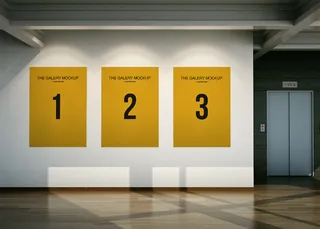 海报样机 室内 画展 画框样机 现代明亮建筑 (4)