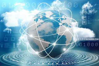 数字代码上的蓝色商务地球