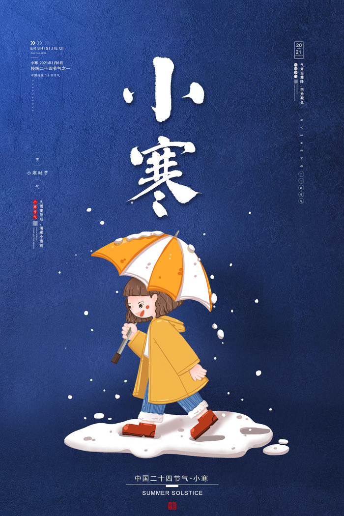 中国传统冬天小寒祝福24二十四节气节日宣传活动海报