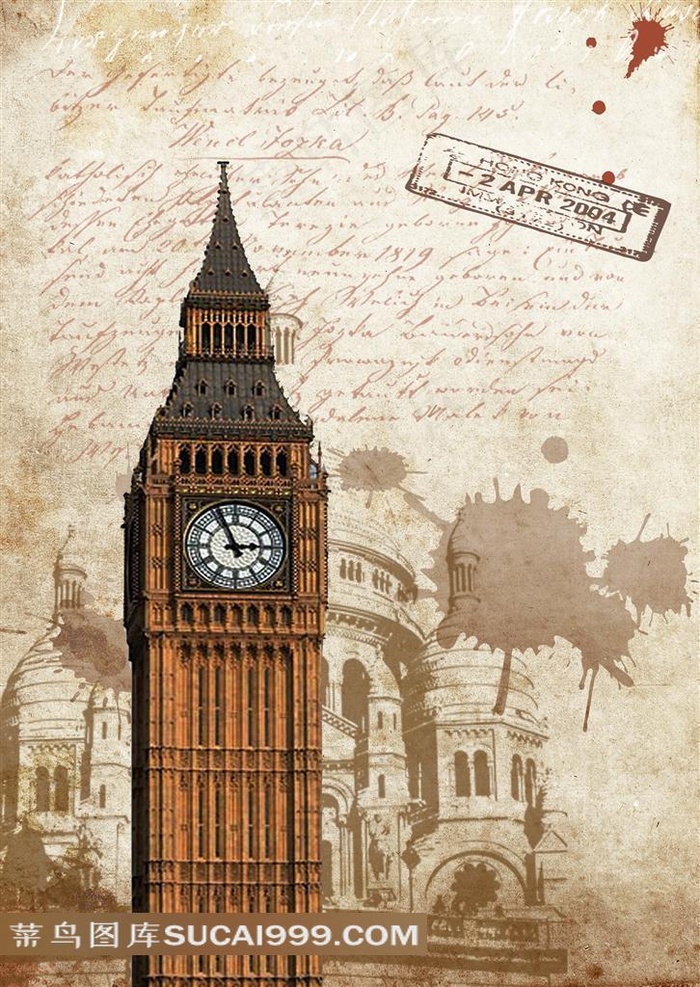 欧式建筑钟塔图片素材