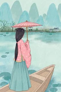 谷雨插画PSD素材