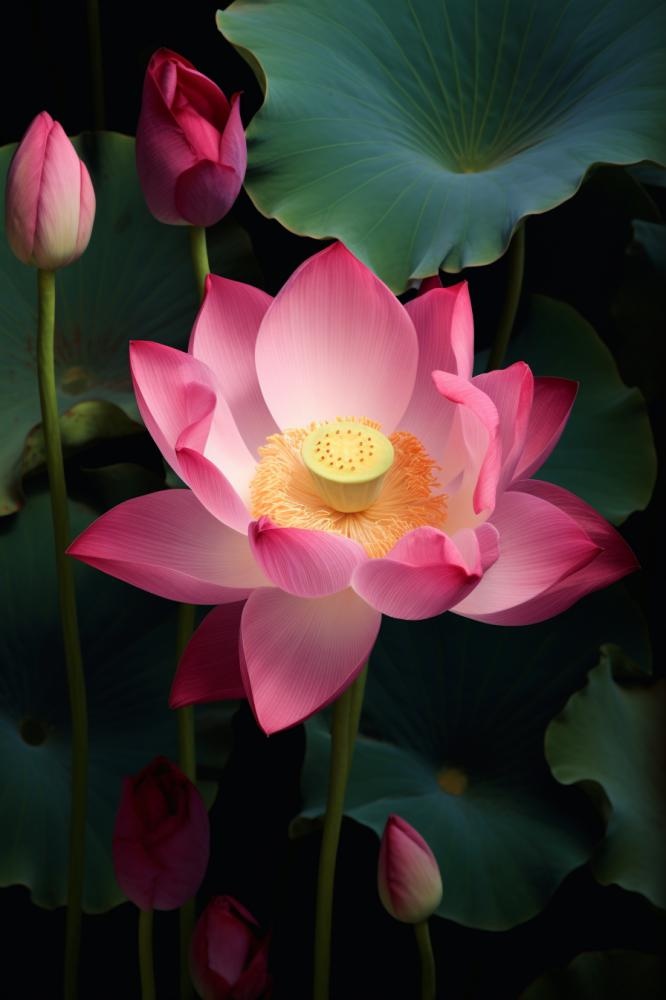 莲花光影暗黑摄影图