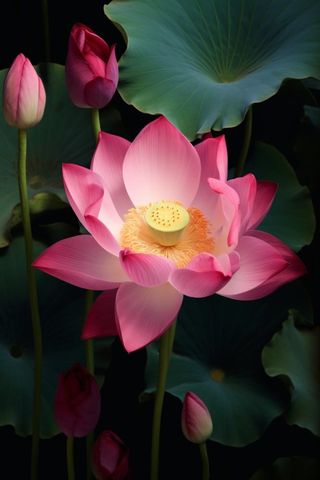 莲花光影暗黑摄影图