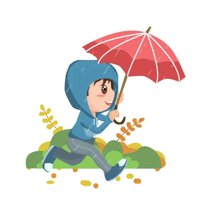 二十四节气谷雨小孩撑伞场景psd模版下载