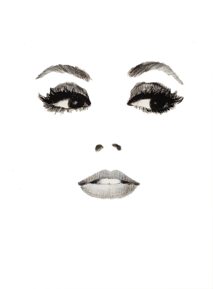 女孩五官素材素描图