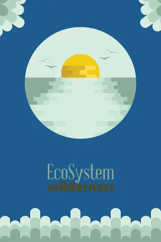 自然风景动物植物扁平矢量插画