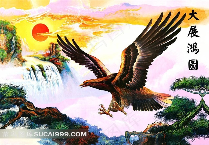 飞翔的雄鹰油画图片