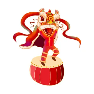 新年春节虎年元宵手绘人物舞狮卡通狮子头插画元素PSD设计素材 新年春节虎年元宵手绘人物舞狮卡通狮子头插画元素PSD设计素材