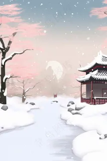 意境唯美简约雪景背景