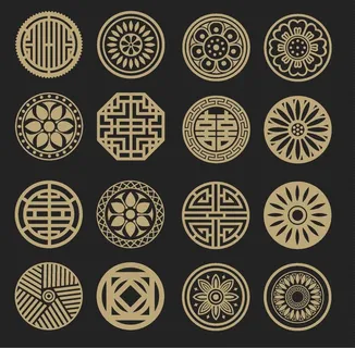 中式古典纹样免抠传统装饰花纹素材