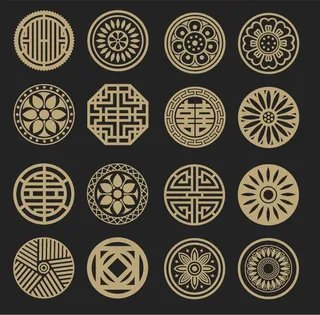 中式古典纹样免抠传统装饰花纹素材