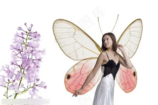 内衣模特广告元素 背着蝴蝶翅膀的外国美女