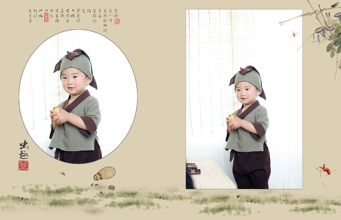 儿童工笔画PSD模板童趣-012