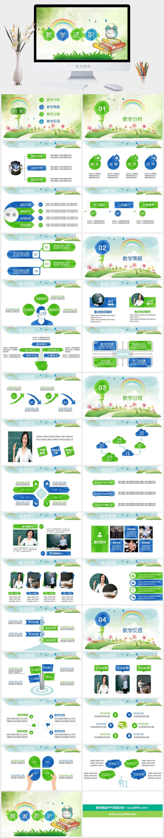 绿色简约教育行业述职报告ppt模板