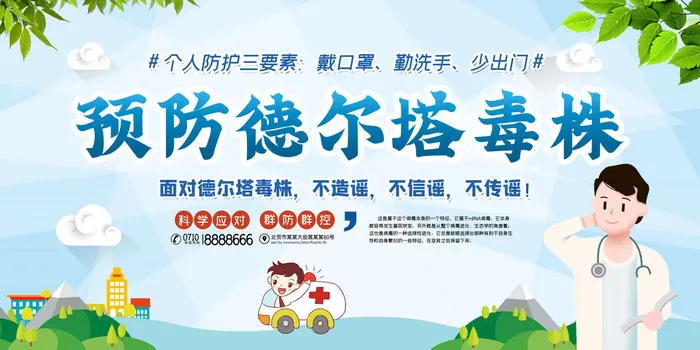 新冠疫情校园防疫德尔塔病毒医疗展板psd模版下载