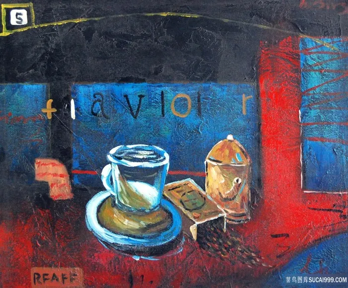 水彩杯子唯美艺术装饰画