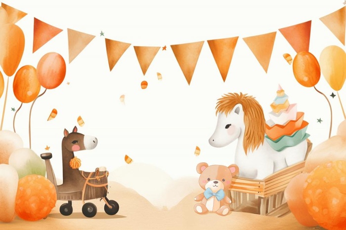 橘色独角兽玩具banner背景