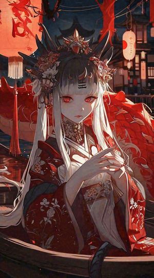 少女漫画古风灯笼夜晚夜景船只手绘插画