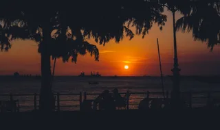 黄昏海边落日图片