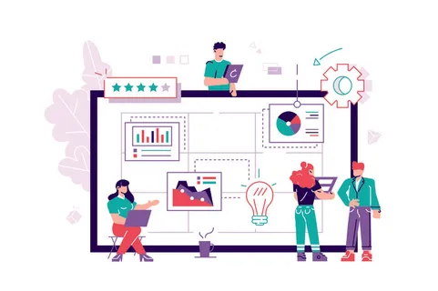 扁平化人物场景办公互联网等距ai矢量设计网页海报UI素材插画