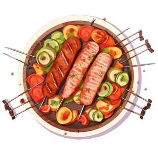 卡通烤肉烧烤架美食免抠