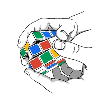 玩魔方卡通线条图少儿兴趣班