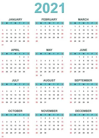 2021 年日历 PNG免抠