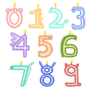 蜡烛-卡通生日数字插画元素