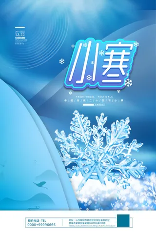 中国传统冬天小寒祝福24二十四节气节日宣传活动海报