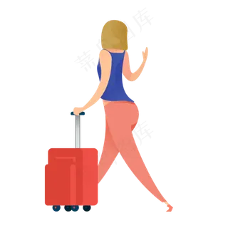 拉行礼箱人物免抠图