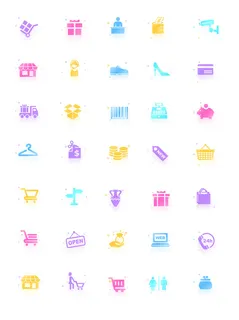 彩色icon手机线性小图标UI素材AI矢量图psd设计源文件app菜单分类