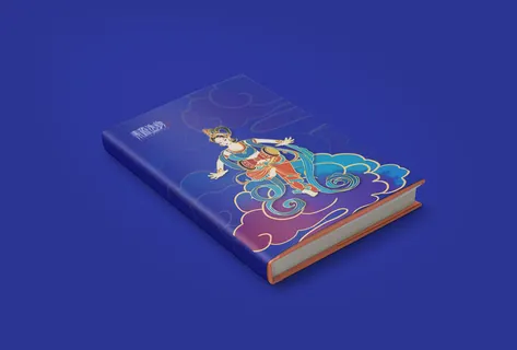 国潮风敦煌飞天插画文创品牌VI提案LOGO展示样机PSD设计素材