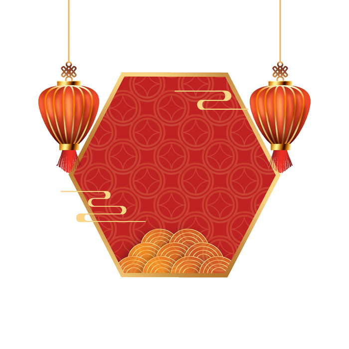 设计灯笼框装饰新年psd模版下载